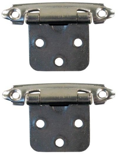 JR Products 70575 Self-Closing Flush Mount Hinge, Satin Nickel, 2-Pack - RV Cabinet Door Hinge
