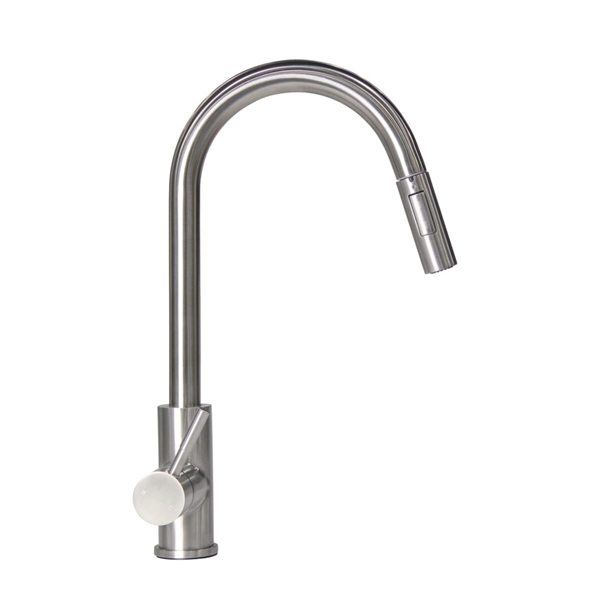 Lippert 719333 Flow Max Bullet Pull-Down RV Kitchen Faucet, Stainless Steel, Spray/Stream Toggle