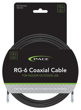 Pace International 135-012 RG6 Coaxial Cable - 12'