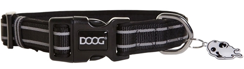 Doog COLBFL-M Lassie Pet Collar - 12-18" - Black/Gray Stripes
