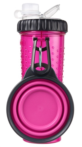 Dexas International PW450432233 Snack-DuO Pet Dish And Reusable Bottle - Pink