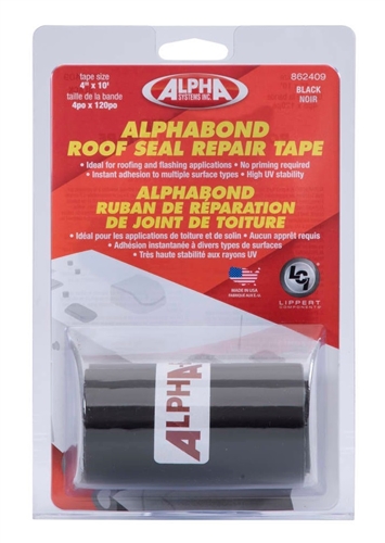 Alpha Systems 862409 Alphabond RV Roof Seal Repair Tape - Black - 4" x 10 Ft