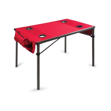 Picnic Time Travel Table Portable Folding Table - Red with Gunmetal Grey Frame