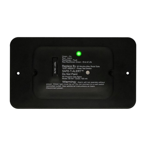 MTI Industry 80-441-BL-TR RV LP Gas Alarm Detector - Black with Trim Ring