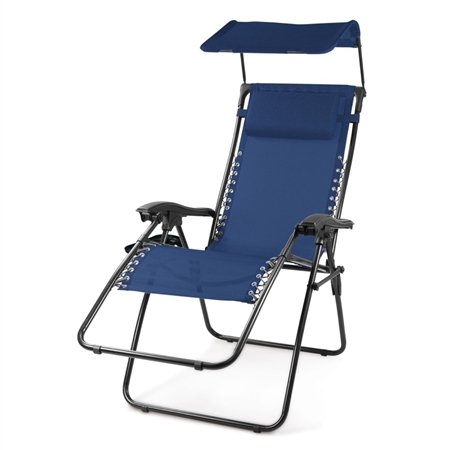 Picnic Time Serenity Lounge Chair- Navy/Slate