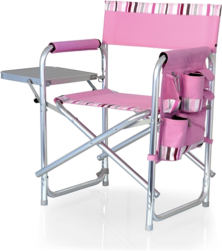 Picnic Time 809-00-102-000-0 Sports Chair - Pink With Stripes