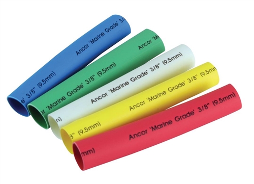 Ancor Marine Grade Adhesive Lined Heat Shrink Tubing, 3/8" Diameter x 3" - Assorted Color 5 Pack