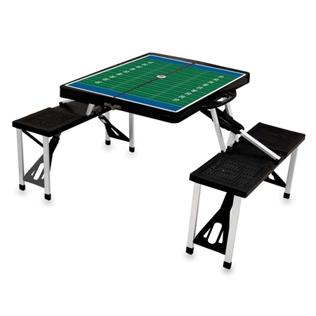 Picnic Time SPORT Portable Picnic Table - Black with Football Field