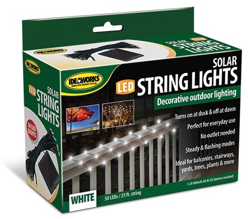 IdeaWorks JB7839WHI LED Solar String Lights - 25 Ft - White