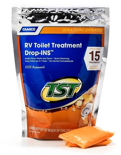 Camco TST Ultra-Concentrated Orange Citrus Scent RV Toilet Treatment Drop-Ins 