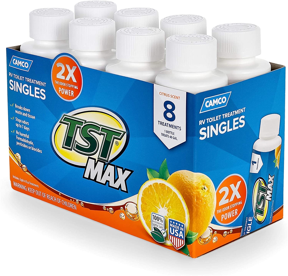 Camco 41191 TST Orange Power RV Toilet Treatment - 4 Oz - 8 Pack