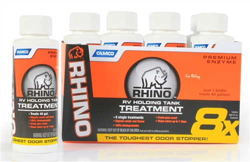 Camco 41511 Rhino RV Premium Enzyme Holding Tank Treatment - 4 Oz - 8 Pack