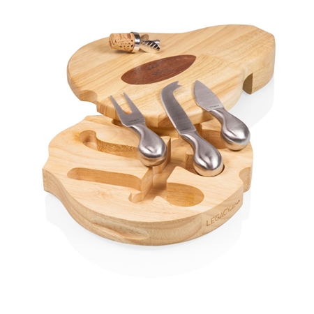 Picnic Time Pear Cheese Board and Tools Set - Rubberwood