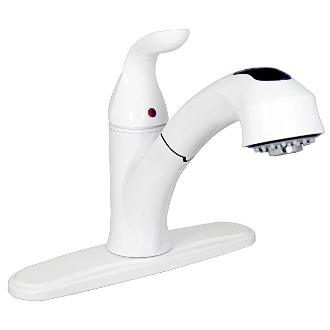 【poromeria-923】 Phoenix PF231241 Single Handle Pull Out Hybrid Kitchen Faucet, White