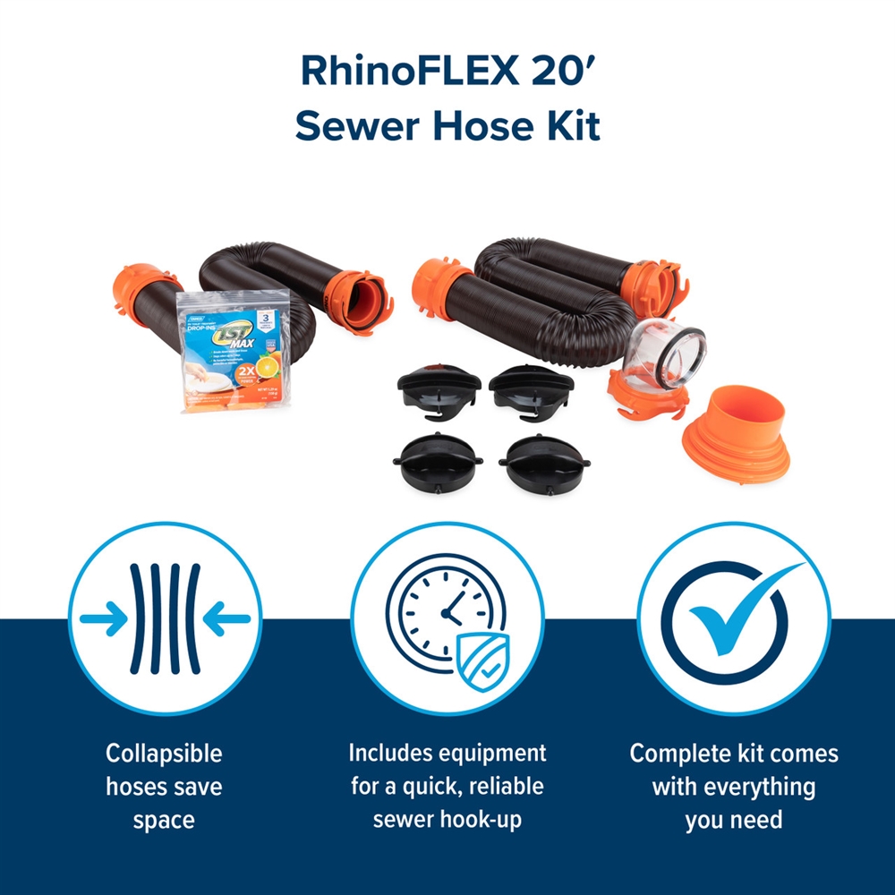 Camco RhinoFLEX 20' Complete RV Sewer Hose Kit - The Most Reliable