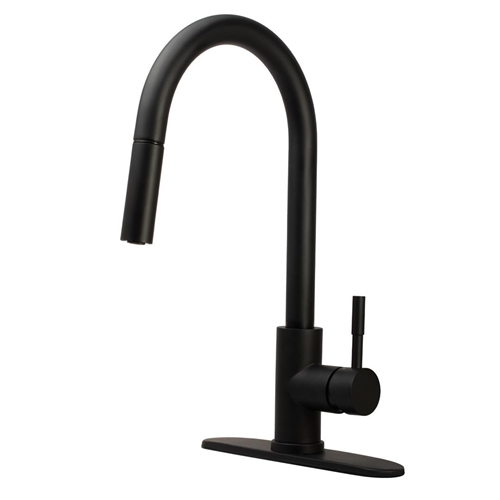 Dura Faucet DF-NMK530-MB High Arc Pull-Down Kitchen Sink Faucet - Matte Black