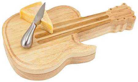 Picnic Time Guitar Cheese Board and Tools Set - Bamboo