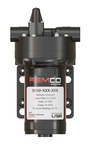 Remco 90-5536-1E1-82B-SB Professional Grade 5500 Series 4.0 GPM, 60 PSI On Demand, 12V Sprayer Pump, 1/2" FNPT Ports