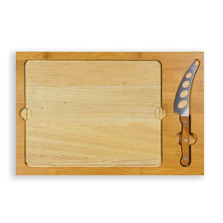 Picnic Time 910-00-505-000-0 Icon Cutting Board/Tray and Knife Set - Rubberwood and Bamboo