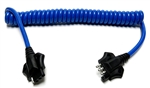 HitchCoil 95-12427-03 4-Way Flat Male To 4-Way Flat Female Coiled Trailer Cable, 6 Ft, Blue