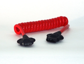 HitchCoil Red Coiled Cable - 5-Way Flat Male To 5-Way Flat Female - 6'
