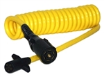 Hitch Coil 7-Way Round Female To 5-Way Round Female Coiled Trailer Cable, 6 Ft, Yellow