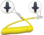 HitchCoil 95-12498-02 5-Way Round To 5-Way Round Female Coiled Trailer Cable, 6 Ft, Yellow