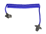 Hitch Coil 4-Way Flat Male To 4-Way Round Female Coiled Trailer Cable, 6 Ft, Blue