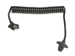 Hitch Coil 4-Way Flat Male To 4-Way Round Female Coiled Trailer Cable, 6 Ft, Black