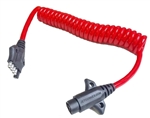 HitchCoil 95-12564-01 5-Way Round Female To 5-Way Flat Male Coiled Cable - 6 Ft - Red
