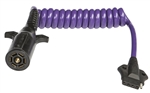 HitchCoil 95-12577-04 7-RV Blade To 5-Female Flat Coiled Trailer Cable, 3 Ft, Purple