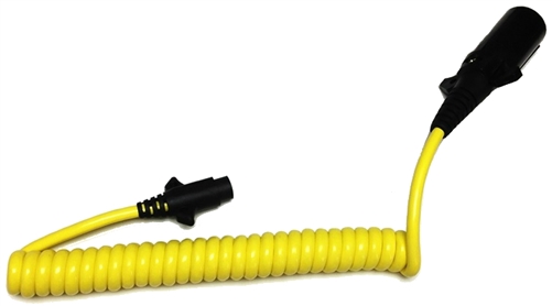 HitchCoil 95-12578-02 7-Way Round Female To 4-Way Round Female Coiled Trailer Cable, 3 Ft, Yellow