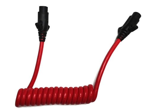 HitchCoil 95-12579-01 4-Way Round Female To 4-Way Round Female Coiled Trailer Cable, 3 Ft, Red