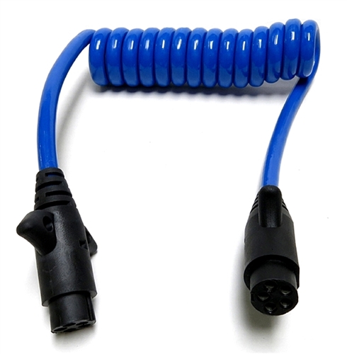 HitchCoil 95-12581-03 5-Way Round Female To 5-Way Round Female Coiled Cable - 3 Ft - Blue
