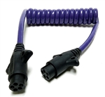 HitchCoil 95-12581-04 5-Way Round Female To 5-Way Round Female Coiled Trailer Cable, 3 Ft, Purple