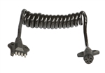 HitchCoil 95-12583-05 Black Coiled Cable - 5-Female Round to 5-Male Flat - 3' Length