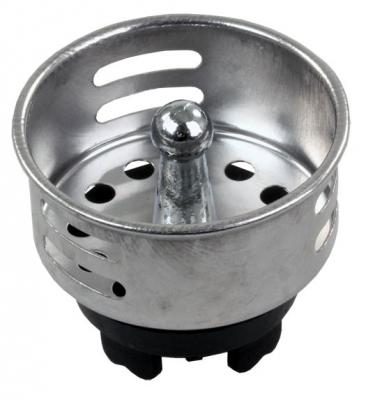 JR Products 95005 Die Cast Steel Push-In Strainer Basket with Prongs