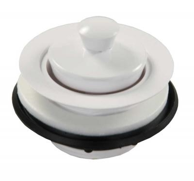 JR Products 95095 Plastic Pop-Stop Strainer with Stopper, White - RV Sink Drain Assembly