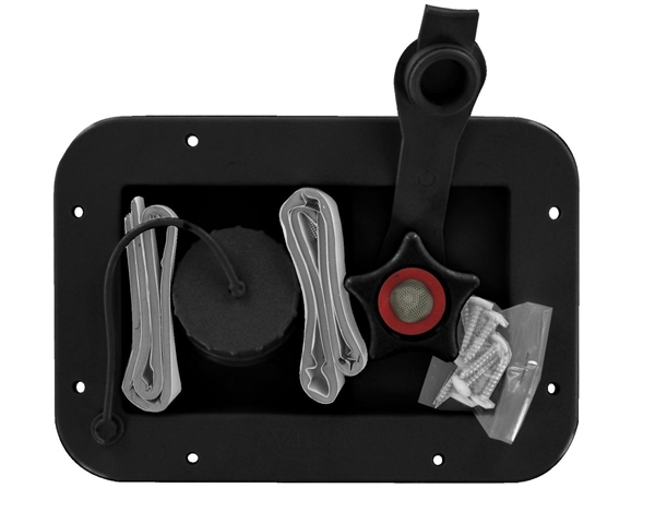 Valterra A01-2001BKVP Dual RV Water Inlet - Gravity Fill and City Water, Black