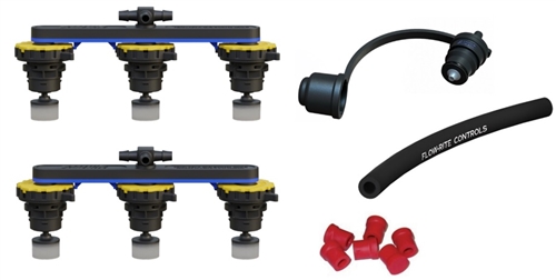 Flow-Rite BG-U12V-1A Pro-Fill universal battery watering system for two 6V deep-cycle batteries with 2.7-inch cell spacing and automatic shut-off valves