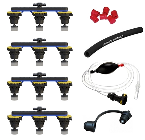 Flow-Rite BG-U24V-1A-WS Pro-Fill Battery Watering System For (4) 6V Batteries, 2.7" Cell Spacing, With Hand Pump