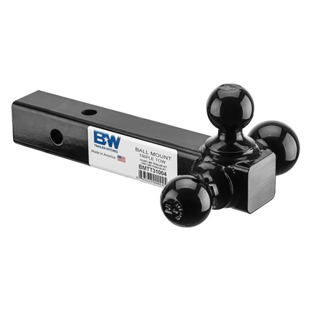 B&W Hitches BMTT31004 Triple Tow Ball Mount for 2-inch Class III and IV receivers, three-ball heavy-duty steel tow mount