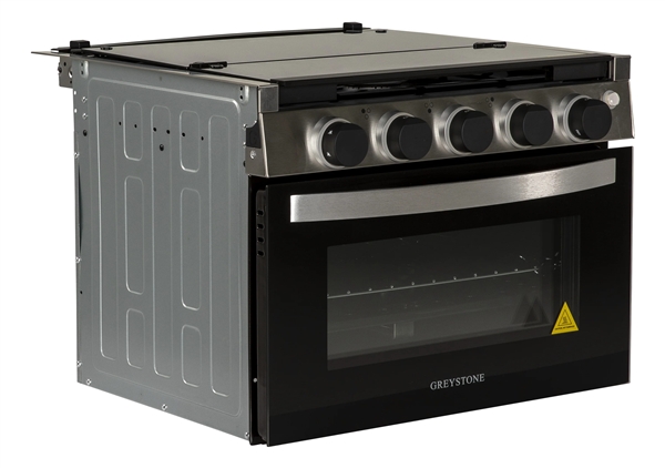 Furrion Greystone CF-RV17B 17" RV Gas Range, 3-Burner Cooktop with Oven, Black, 12V, 8,000 BTU