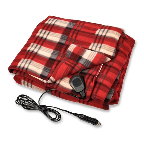 Camco 42804 Electric Heated Fleece Blanket - Plaid Red - 12V
