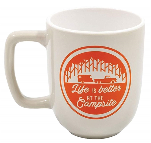 Camco 53233 Life Is Better At The Campsite Travel Mug - Gray/Orange - 12 Oz