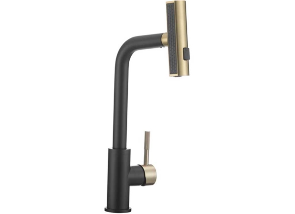 Dura Faucet DF-MK511X-MBMG Rainfall Pull-Down RV Kitchen Faucet, Matte Black/Matte Gunmetal