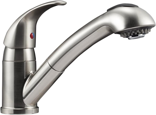 Dura Faucet DF-NMK852-SN RV Kitchen Faucet with Pull-Down Sprayer, Brushed Satin Nickel