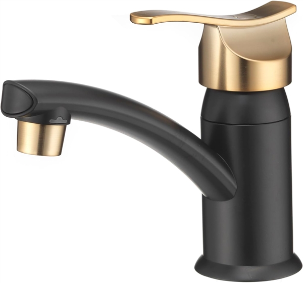 Dura Faucet DF-PL200-MBMG Single Lever Centerset RV Lavatory Faucet, Matte Black/Matte Gunmetal