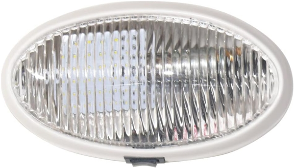 Valterra DG71257VP Oval RV Porch Light with Switch, White