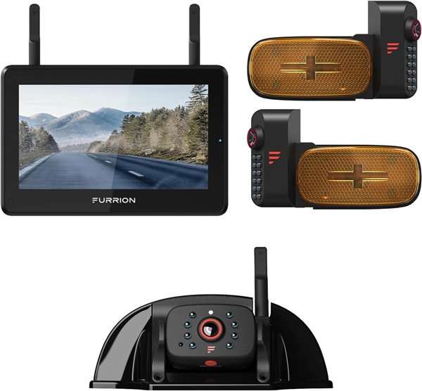 Furrion FOS7HTAEN Vision S+ RV Observation System, 7" Touchscreen, Sharkfin + Side Cameras with LED Marker Lights